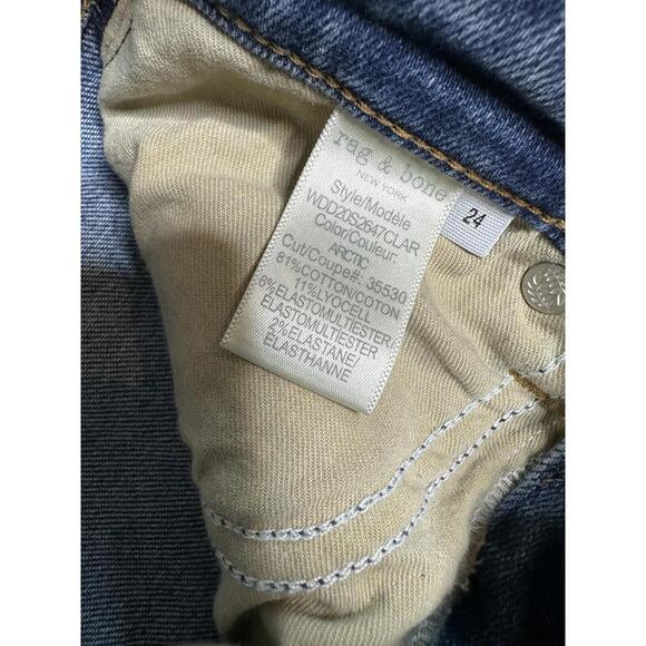 Rag & Bone Jeans Nina High Rise Ankle Cigarette Raw Hem Blue Denim Womens 24 - Picture 4 of 4